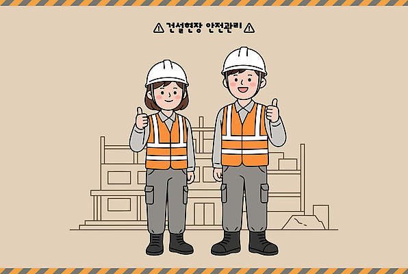 여자 남자 건축 산업 일러스트 표시 협력 안내 기술 관리 작업복 경고 안전 건설현장 조끼 헬멧 산업안전 구역 작업자 국내일러스트 AI파일 옷 건설업 사람 외투 보호장비 파일형식 벡터 상의 장비