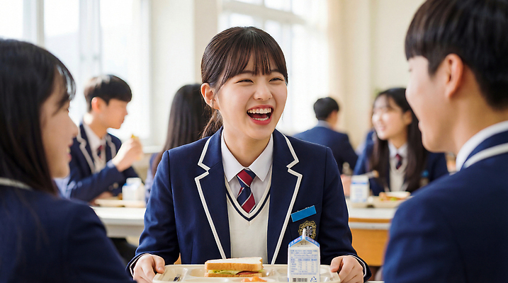 학생 옷 여자 교육 감정 음식 학교 관계 청소년 유제품 표정 말하기 식사 CG 급식 파일형식 AI포토 대화 급식소 점심식사 식판 우유 점심 교실 친구 웃음 샌드위치 이야기 여학생 교복 즐거움 편집실사 JPG 편집이미지 고등학생 의료성형뷰티 AI인물포토 AI콘텐츠