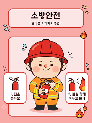 캐릭터 교육 남자 일러스트 불 안내 안전 위험 소방관 소방 화재 소화기 점검 방법 소화기사용법 사용방법 소방교육 국내일러스트 AI파일 자연요소 컨셉 사람 안전장비 구조원 사건 파일형식 벡터