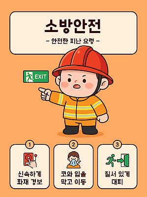 교육 남자 일러스트 경고 안전 지시 소방관 소방 예방 화재 안전교육 비상구 경로 대피 비상사태 행동요령 소방교육 국내일러스트 AI파일 모션 사람 구조원 사건 파일형식 벡터 직업