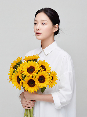 JPG 편집이미지 여자 꽃 꽃다발 자연 해바라기 사람 의료성형뷰티 스타일 편집실사 AI인물포토 AI콘텐츠 식물 CG 생태계 파일형식 AI포토