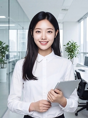 JPG 식물 편집이미지 여자 직장 웃음 태블릿 사무실 업무 작업 직장인 책상 의료성형뷰티 편집실사 AI인물포토 AI콘텐츠 직업 가구 회사 비즈니스 표정 사람 전자제품 스마트기기 CG 파일형식 AI포토 생활용품 오브젝트