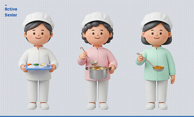 음식 생활용품 표정 성인 실버라이프 3D 파일형식 노년 요리 주방 재료 준비 주방용품 수프 반찬 웃음 건강 식사 편집3D PSD 편집이미지 액티브시니어