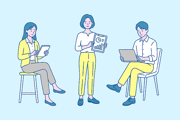 가구 비즈니스 사람 성인 전자제품 스마트기기 사무용품 자영업 파일형식 벡터 사무실 작업 서류판 태블릿 노트북 여자 남자 자료 그래프 의자 회의 일러스트 국내일러스트 AI파일 청년 창업