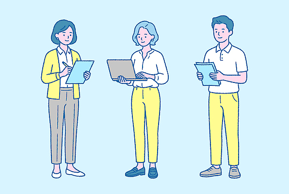사람 성인 전자제품 스마트기기 자영업 파일형식 벡터 태블릿 노트북 문서 작업 비즈니스 남자 여자 일러스트 국내일러스트 AI파일 청년 창업