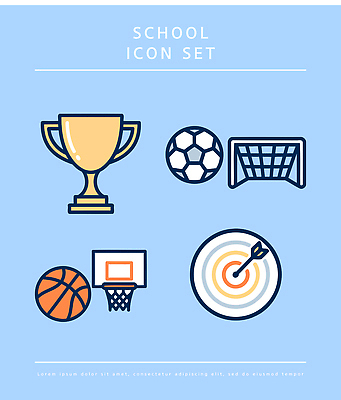 스포츠 일러스트 공 학교 농구 경기 세트 축구 과녁판 트로피 골대 국내일러스트 AI파일 교육 구기 상 파일형식 벡터