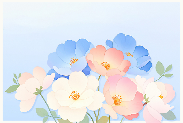 PSD 식물 꽃 일러스트 자연 풍경 파란색 봄 화려 그림 화사함 조화 디지털아트 국내일러스트 계절 컬러 컨셉 생태계 파일형식