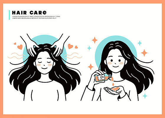 헤어스타일 손 여자 일러스트 뷰티 머리카락 마사지 세면대 머리손질 헤어용품 헤어관리 샴푸 두피관리 머릿결 헤어에센스 국내일러스트 AI파일 사람 신체부위 위생용품 머리 미용용품 에센스 파일형식 벡터