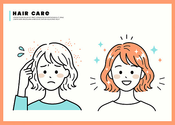 여자 행복 일러스트 건강 관리 사람 머리카락 머리 기쁨 자신감 비교 변화 걱정 머리손질 문제 헤어관리 각질 비듬 스타일 효과 국내일러스트 AI파일 감정 컨셉 신체부위 뷰티 파일형식 벡터