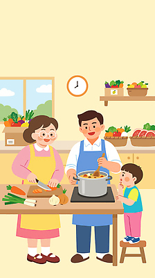 어린이 음식 채소 일러스트 재료 가족 아침 양파 함께함 요리 주방 당근 아빠 냄비 자르기 대파 다듬기 산지직송 국내일러스트 AI파일 주간 컨셉 관계 모션 뿌리채소 사람 솥 파 파일형식 벡터 직송