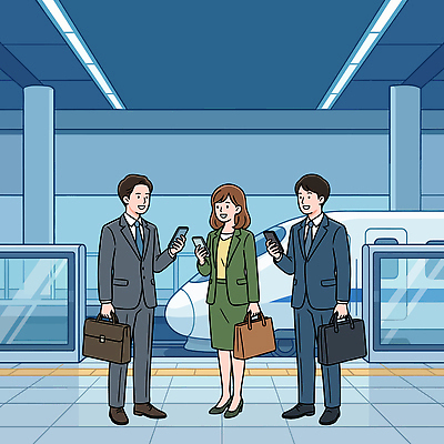 여자 남자 교통 이동 가방 일러스트 직장 기술 대화 사람 정장 일상 스마트폰 전철 역 출근 소통 국내일러스트 AI파일 잡화 옷 육상교통 컨셉 회사 교통시설 대중교통 말하기 라이프 핸드폰 스마트기기 출퇴근 파일형식 벡터