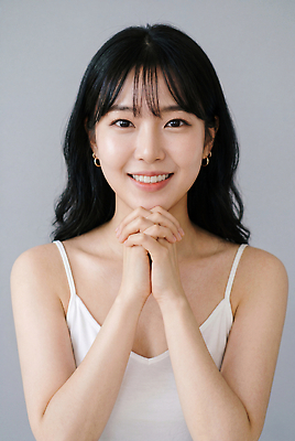 JPG 편집이미지 손 여자 감정 포즈 상의 미소 회색 흰색 의료성형뷰티 차분 편집실사 AI인물포토 AI콘텐츠 옷 컬러 컨셉 표정 사람 신체부위 CG 파일형식 AI포토