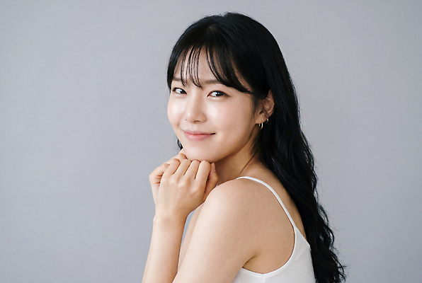 JPG 편집이미지 손 여자 감정 얼굴 포즈 실내 미소 턱 의료성형뷰티 편집실사 AI인물포토 AI콘텐츠 표정 사람 내부 신체부위 CG 파일형식 AI포토