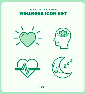 디자인 일러스트 휴식 스트레스 건강 세트 심장 마음 수면 두뇌 국내일러스트 웰니스 AI파일 컨셉 장기 뇌 파일형식 벡터 신체