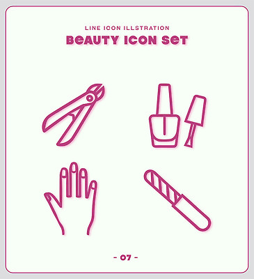 손 디자인 분홍색 일러스트 세트 뷰티 도구 네일아트 손톱 파일 손질 국내일러스트 AI파일 컬러 신체부위 파일형식 벡터 사람