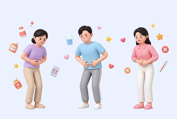 감정 의학 말하기 3D 의료진 질병 파일형식 소화불량 고통 배 사람 증상 표정 대화 약 진료 치료 합병증 건강 문제 의사 PSD 편집3D 편집이미지