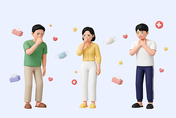 감정 의학 3D 감각 질병 파일형식 고통 건강 마스크 기침 약 사람 불편함 감기 치료 예방 관리 증상 PSD 편집3D 편집이미지