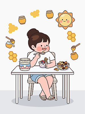 행복 어린이 과일 일러스트 식탁 디저트 여름 숟가락 달콤 즐거움 꿀 면역력 국내일러스트 AI파일 계절 감정 음식 탁자 수저 사람 맛 파일형식 벡터 식기 가구 컨셉 생활용품 오브젝트