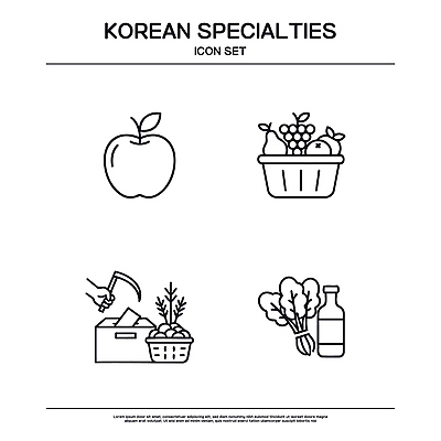 농업 채소 과일 일러스트 한국 농작물 바구니 수확 사과 특산물 국내일러스트 AI파일 산업 아시아 파일형식 벡터 나라