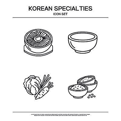 전통 그릇 문화 한식 음식 일러스트 밥 김치 한국 요리 식사 특산물 비빔밥 국내일러스트 AI파일 식기 아시아 파일형식 벡터 나라