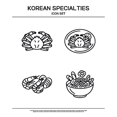 그릇 접시 음식 일러스트 재료 새우 한국 요리 게 해산물 특산물 국내일러스트 AI파일 식기 아시아 갑각류 파일형식 벡터 동물 나라