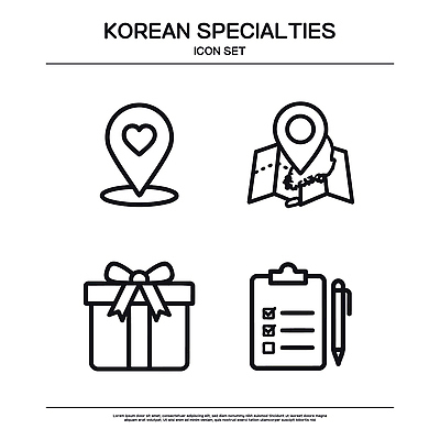 지도 일러스트 표시 한국 선물 특산물 위치 기획 체크리스트 국내일러스트 AI파일 아시아 파일형식 벡터 나라