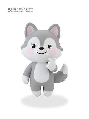PSD 동물 편집이미지 캐릭터 3D캐릭터 표정 3D 귀여움 회색 늑대 편집3D 컬러 컨셉 포유류 디지털합성 파일형식