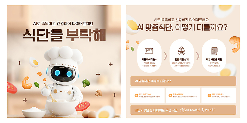 템플릿 직업 건강 파일형식 벡터 로봇 AI_인공지능 요리사 요리 식단 주방 재료 레시피 제안 다이어트 음식 식사 준비 알고리즘 이미지템플릿 AI파일