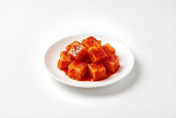 JPG 편집이미지 접시 한식 반찬 한국 양념 깍두기 매움 편집실사 AI포토 AI콘텐츠 식기 아시아 음식 김치 맛 CG 파일형식 나라 컨셉