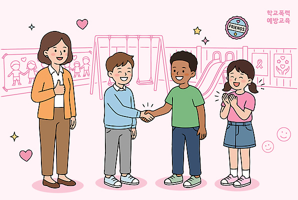 교육 어린이 일러스트 악수 함께함 미소 친구 학습 교사 인사 놀이기구 놀이터 즐거움 소통 친목 놀기 예방교육 학교폭력 국내일러스트 AI파일 직업 감정 컨셉 관계 모션 놀이 표정 사람 손짓 예절 폭력 파일형식 벡터