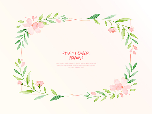 PSD 디자인 꽃 분홍색 백그라운드 잎 일러스트 수채화 프레임 장식 꽃프레임 국내일러스트 식물 컬러 파일형식