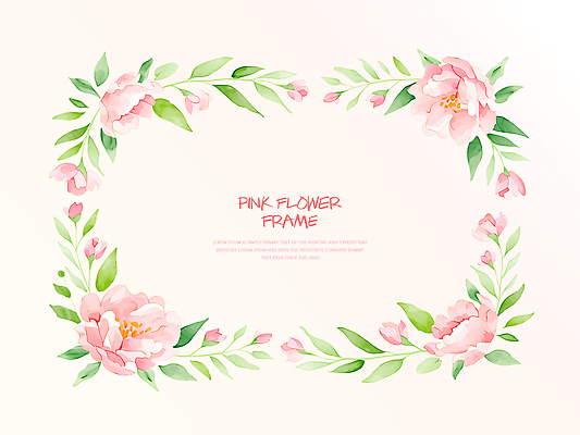 PSD 식물 디자인 꽃 분홍색 백그라운드 잎 일러스트 수채화 프레임 장식 사각형 꽃프레임 국내일러스트 도형 컬러 파일형식