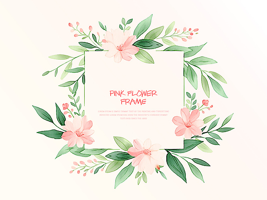 PSD 식물 디자인 꽃 분홍색 백그라운드 잎 일러스트 수채화 프레임 장식 꽃프레임 국내일러스트 컬러 파일형식
