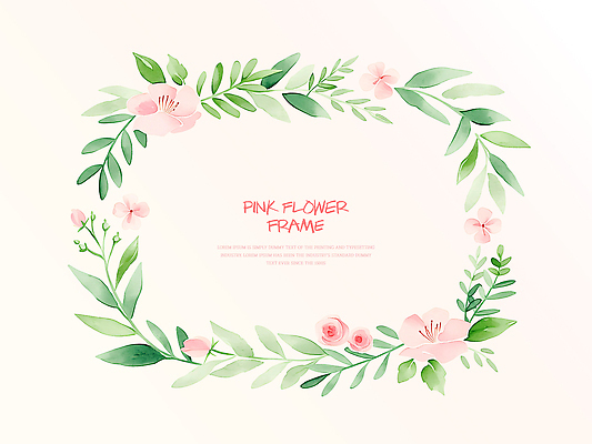 PSD 디자인 꽃잎 꽃 분홍색 백그라운드 잎 일러스트 수채화 프레임 장식 꽃프레임 국내일러스트 식물 컬러 파일형식