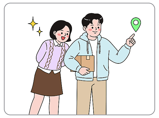 여자 남자 일러스트 친구 상자 배송 서비스 질의응답 국내일러스트 AI파일 관계 사람 파일형식 벡터