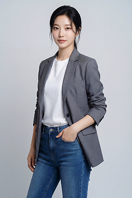 JPG 편집이미지 직업 여자 패션 포즈 정장 성인 청바지 비즈니스우먼 고급 편안함 모던 의료성형뷰티 스타일 편집실사 AI인물포토 AI콘텐츠 옷 컨셉 비즈니스 바지 사람 직장인 감각 CG 파일형식 AI포토 하의