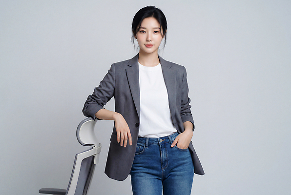 JPG 모델 편집이미지 직업 여자 패션 포즈 티셔츠 정장 성인 캐주얼 재킷 회색 흰색 청바지 비즈니스우먼 의료성형뷰티 스타일 편집실사 AI인물포토 AI콘텐츠 옷 컬러 셔츠 비즈니스 바지 사람 외투 직장인 CG 파일형식 AI포토 상의 하의