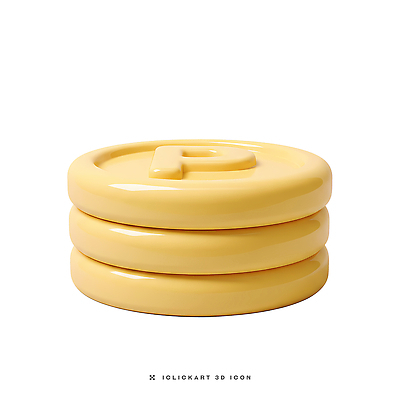 PSD 편집이미지 노란색 쌓기 동전 원형 세개 오브젝트 편집3D 도형 컬러 돈 모션 3 3D 파일형식
