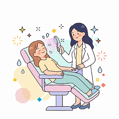 여자 일러스트 의학 관리 뷰티 전문직 고객 피부 서비스 검사 피부관리 클리닉 스킨케어 시술 국내일러스트 AI파일 직업 사람 신체부위 파일형식 벡터