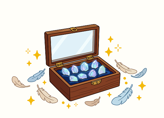 상징 일러스트 빛 반려동물 상자 오픈 보석 깃털 광택 장례 유골 유골함 국내일러스트 AI파일 동물 광석 파일형식 벡터