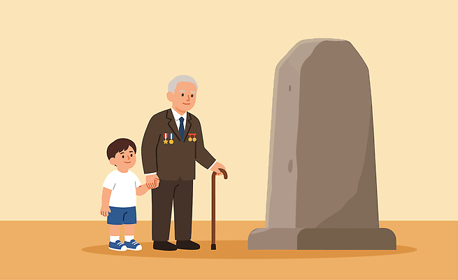교육 노년 어린이 일러스트 가족 손잡기 기념비 조용 방문 세대 존경 호국보훈의달 국내일러스트 AI파일 관계 모션 사람 성인 6월 파일형식 벡터 날짜