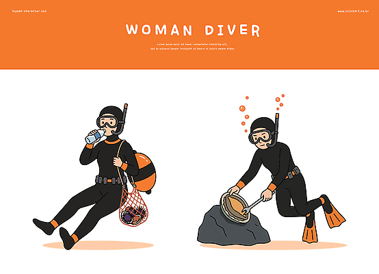 여자 바다 일러스트 조개 바닷속 수중 잠수부 해산물 잠수 생태계 조개잡이 국내일러스트 AI파일 어패류 어업 사람 전문직 파일형식 벡터 동물 직업 산업