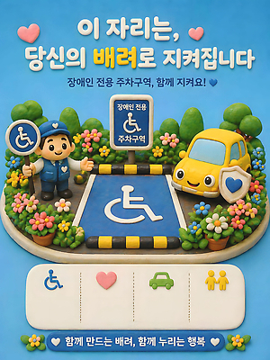 JPG 편집이미지 디자인 꽃 도로 자동차 알림판 안전 사람 사회 장애인 주차장 공공장소 배려 장애인전용 전용 장애인주차구역 이미지편집 AI컴퓨터그래픽 AI콘텐츠 식물 길 육상교통 교통시설 장소 주차 장애 공동체 파일형식