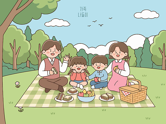 식물 공공시설 감정 음식 컨셉 관계 사람 야외활동 생태계 파일형식 벡터 돗자리 가족 소풍 공원 나무 자연 잔디 함께함 즐거움 바구니 샌드위치 과일 AI파일 일러스트 국내일러스트 여행 어린이 남자 여자