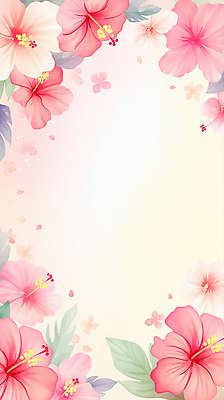 JPG 식물 디자인 꽃 화초 분홍색 백그라운드 잎 일러스트 자연 프레임 장식 여름 화사함 하와이안 히비스커스 국내일러스트 AI일러스트 AI콘텐츠 계절 패션 컬러 컨셉 생태계 파일형식
