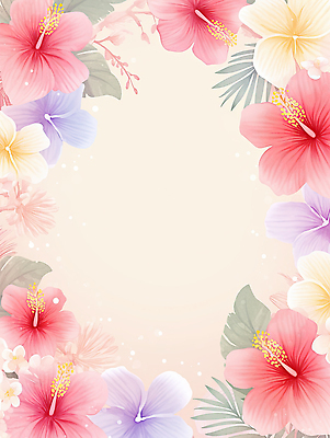JPG 식물 디자인 꽃 화초 예술 백그라운드 꽃무늬 일러스트 자연 프레임 장식 여름 화사함 히비스커스 국내일러스트 AI일러스트 AI콘텐츠 계절 컨셉 무늬 생태계 파일형식