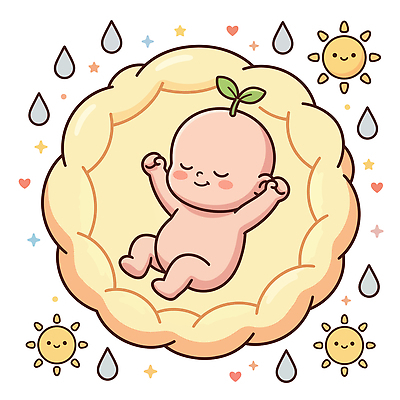 행복 일러스트 생명 사랑 웃음 태양 새싹 기쁨 아기 비 그림 태아 국내일러스트 AI파일 자연요소 식물 감정 날씨 표정 사람 임신 파일형식 벡터