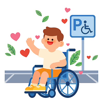 행복 감정 어린이 일러스트 사랑 웃음 즐거움 휠체어 긍정 주차장 장애 관심 손흔들기 장애인전용 장애인주차구역 국내일러스트 AI파일 컨셉 모션 표정 사람 주차 장애인 파일형식 벡터
