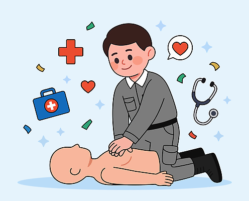 교육 인형 일러스트 의료기기 기술 건강 안전 사람 치료 학습 심장 구급상자 연습 기초 심폐소생술 응급상황 응급치료 이해 국내일러스트 AI파일 의학 응급 의료용품 장기 파일형식 벡터 신체 긴급
