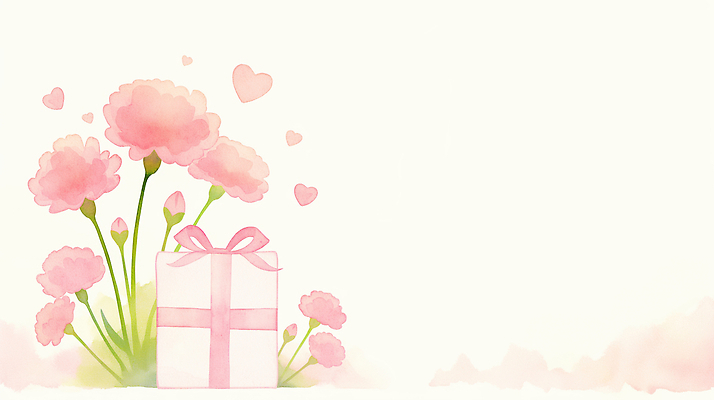 JPG 꽃 리본 분홍색 백그라운드 일러스트 수채화 선물 사랑 선물상자 상자 어버이날 스승의날 카네이션 가정의달 국내일러스트 식물 기념일 감정 컬러 5월 파일형식 이벤트 날짜